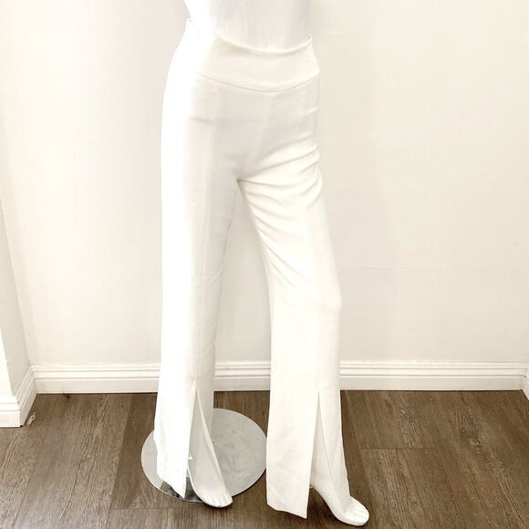 Jonathan Simkhai Core Collection Signature Ariah White Wide Leg Pant w/ Slits - Picture 3 of 8